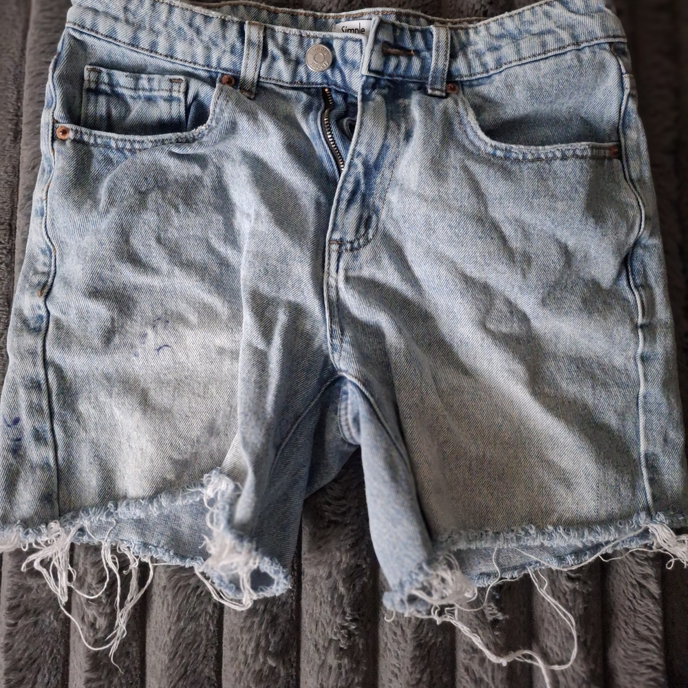 Distressed Light Blue Denim Shorts